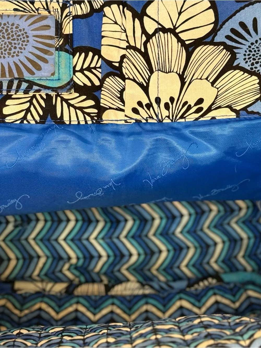 Vera Bradley Retired Blue Bayou Floral Quilted Backpack with Turquoise Accents